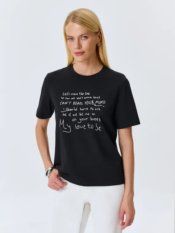 BULMER Черная футболка со шрифтовым принтом