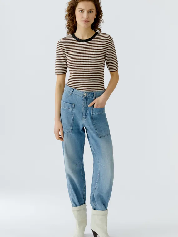 Oui Пуловер в полоску короткий рукав