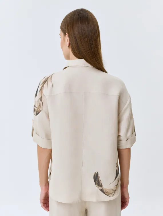 BULMER Льняная блузка с авторским принтом