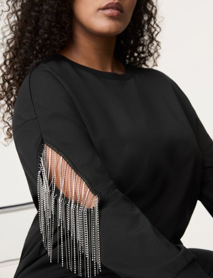 SAMOON Джемпер со стразами на рукавах
