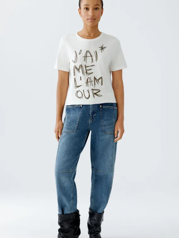 Oui Футболка с бусинами и пайетками