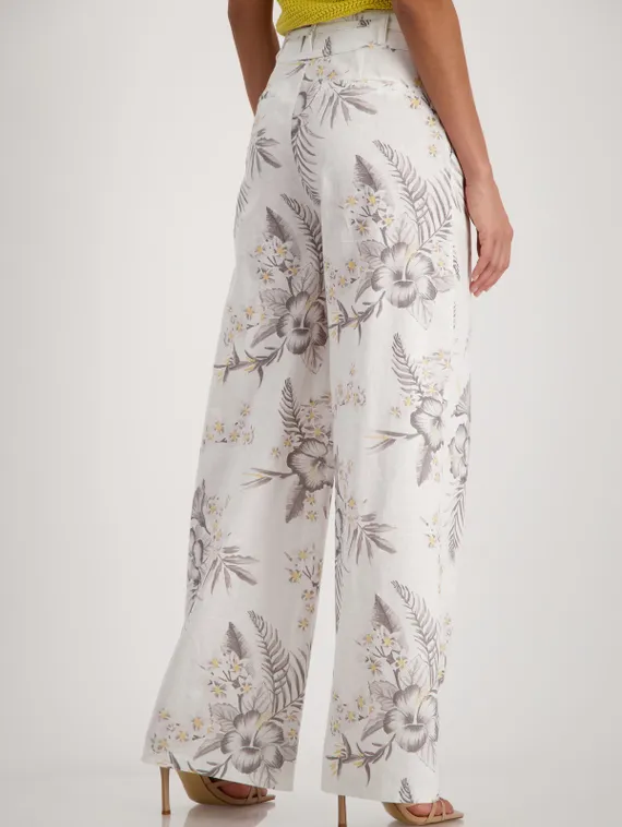 MONARI Брюки из хлопка и льна с цветочным принтом