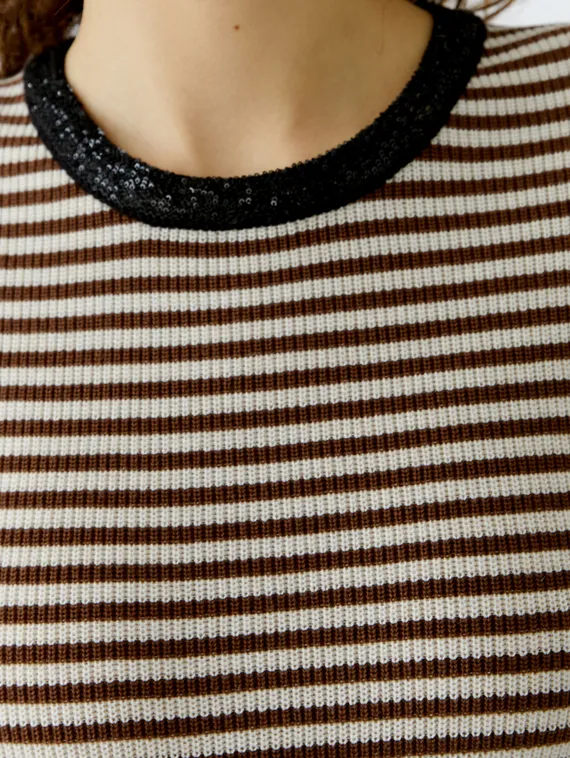 Oui Пуловер в полоску короткий рукав