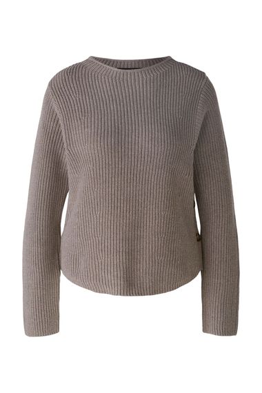 Oui Пуловер хлопковый с планкой на пуговицах